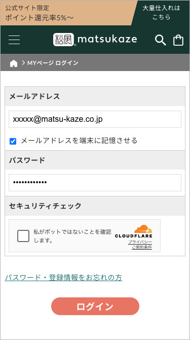 セキュリティチェック画面