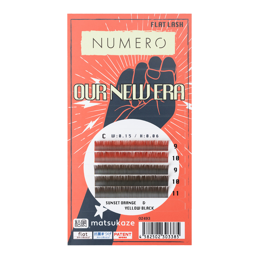 NUMEROフラットラッシュスーパーマット/サンセットオレンジ&イエローブラック2色MIX1