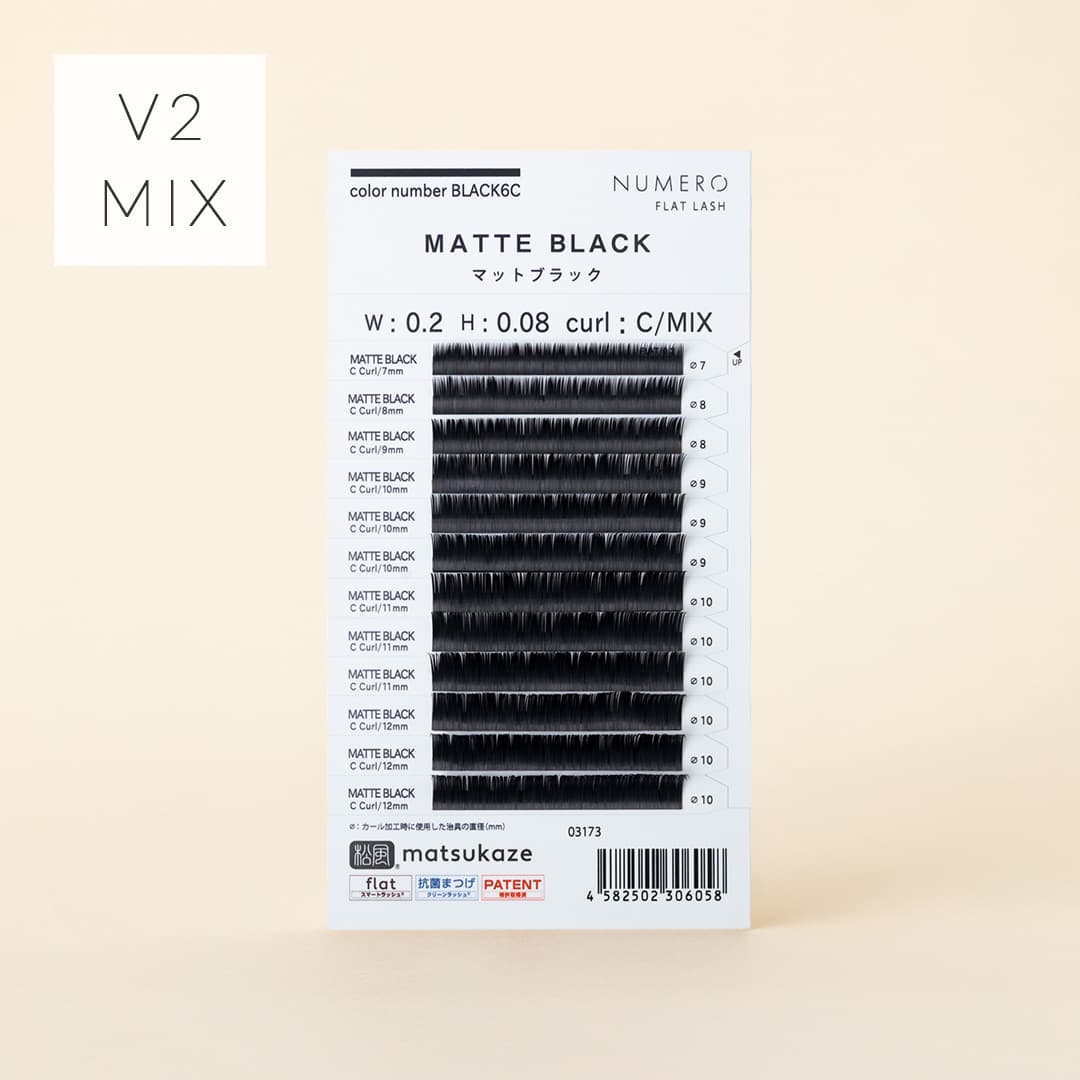 NUMEROフラットラッシュ/マットブラック 長さMIXシート V2カール 0.15mm