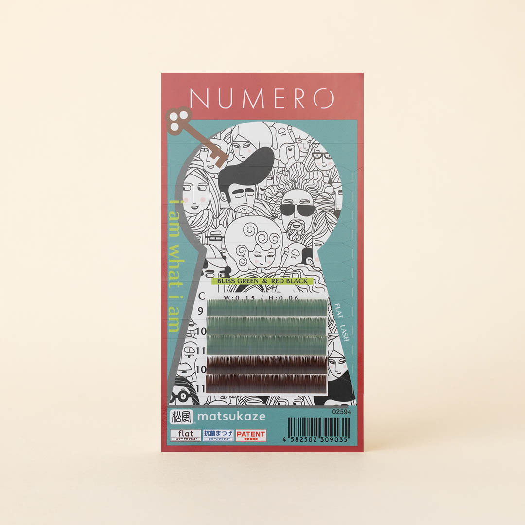 NUMEROフラットラッシュスーパーマット/ブリスグリーン&レッドブラック2色MIX
