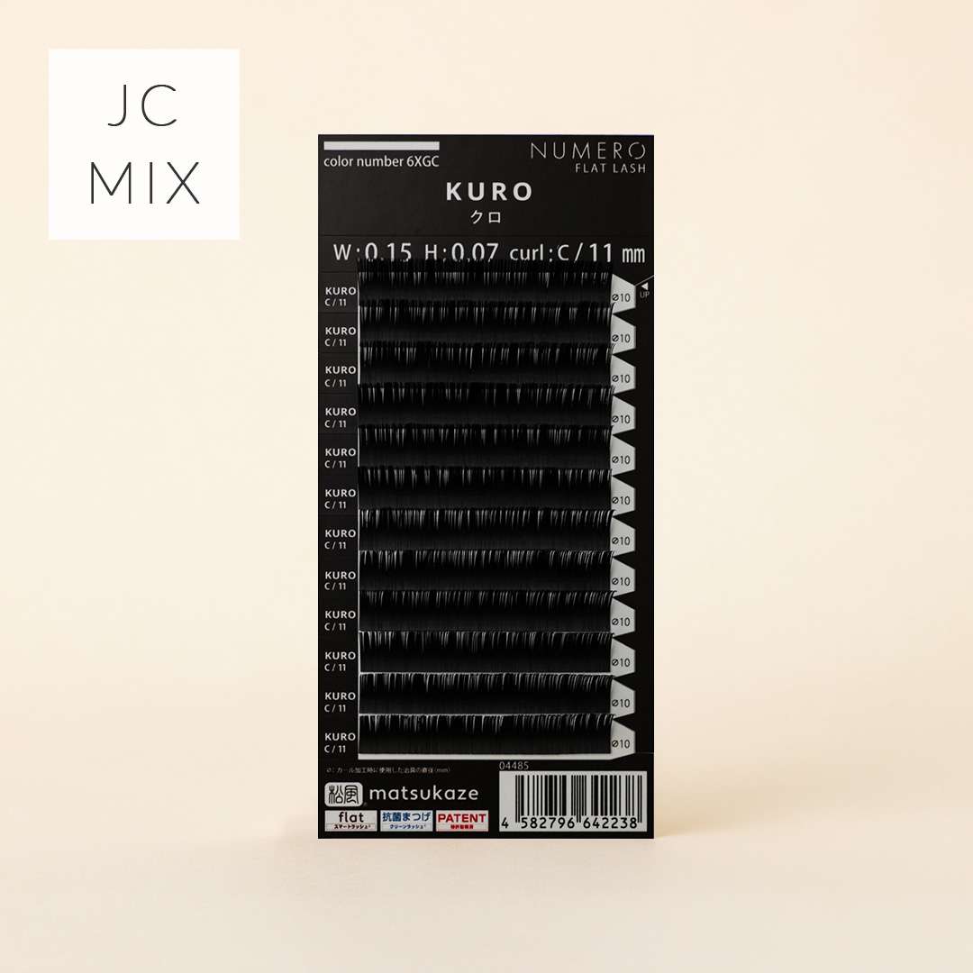 NUMEROフラットラッシュ/KURO 長さMIXシート JCカール 太さ0.1mm