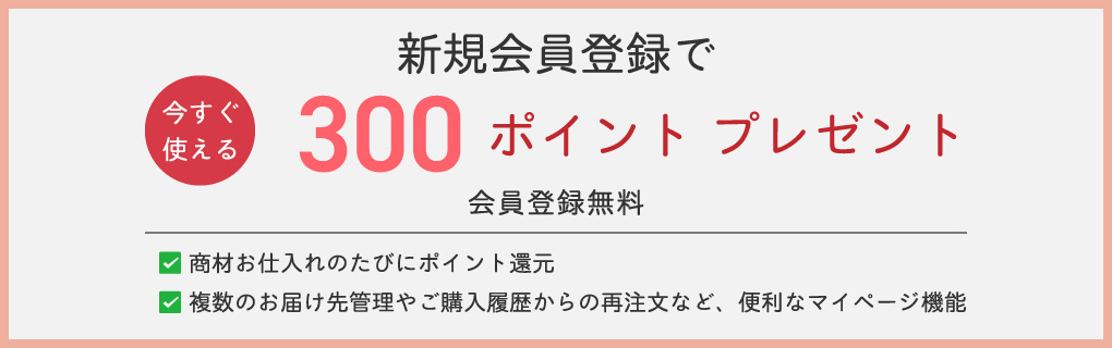 新規会員登録で300ポイントプレゼント
