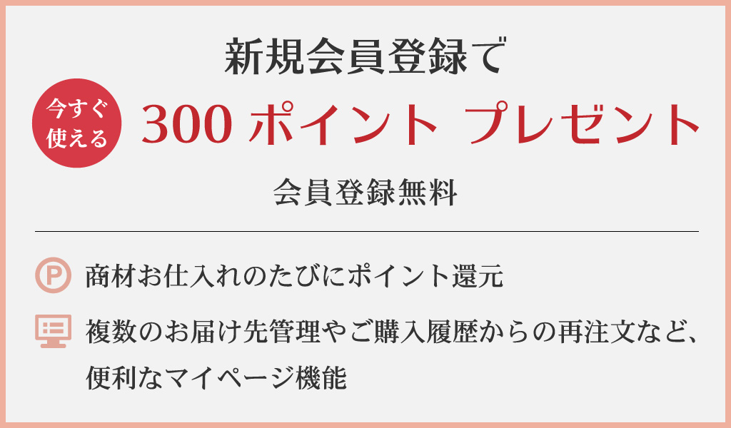 新規会員登録で300ポイントプレゼント